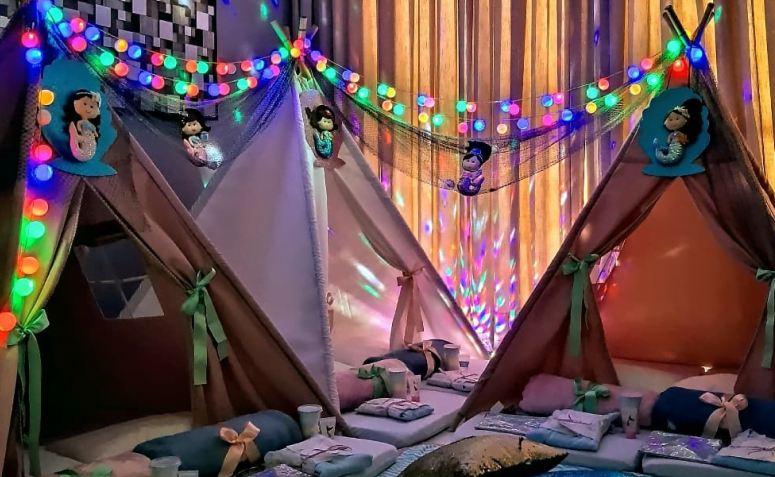 decoração noite do pijama na igreja