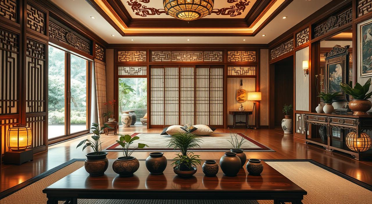 ideias decoração oriental sala pequena