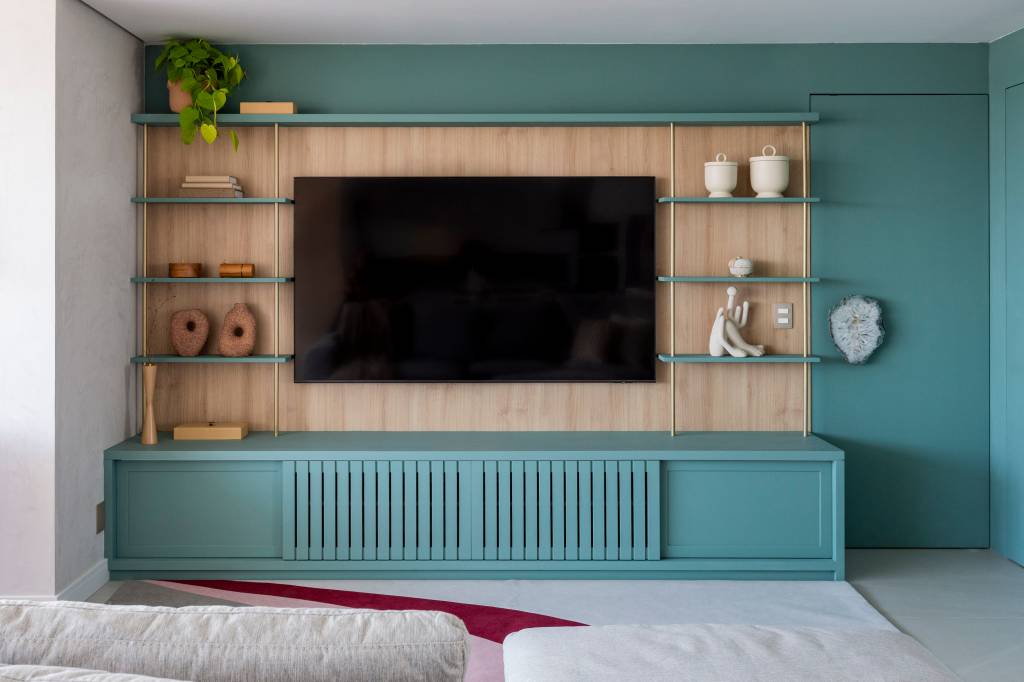 decoração painel de tv para sala pequena minimalista