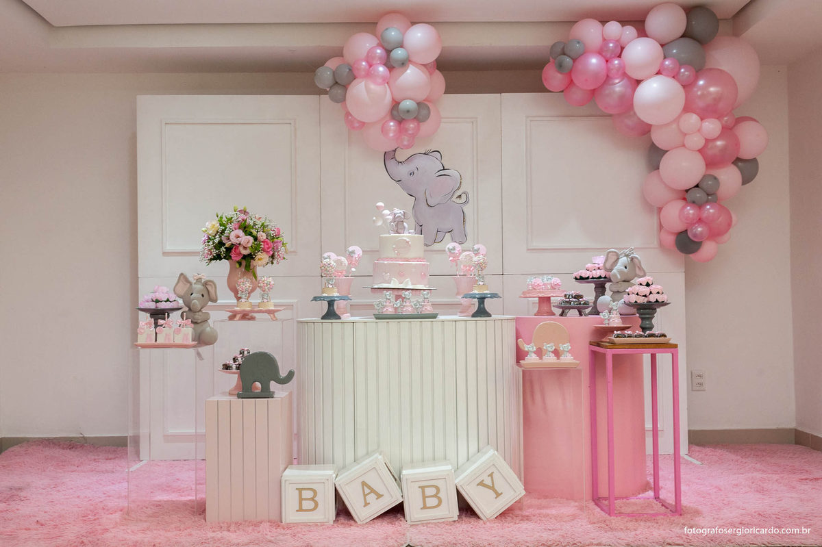 decoração chá fralda menina barata e bonita