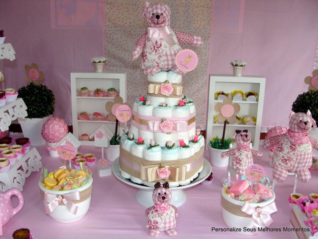 ideias criativas cha de fraldas menina simples