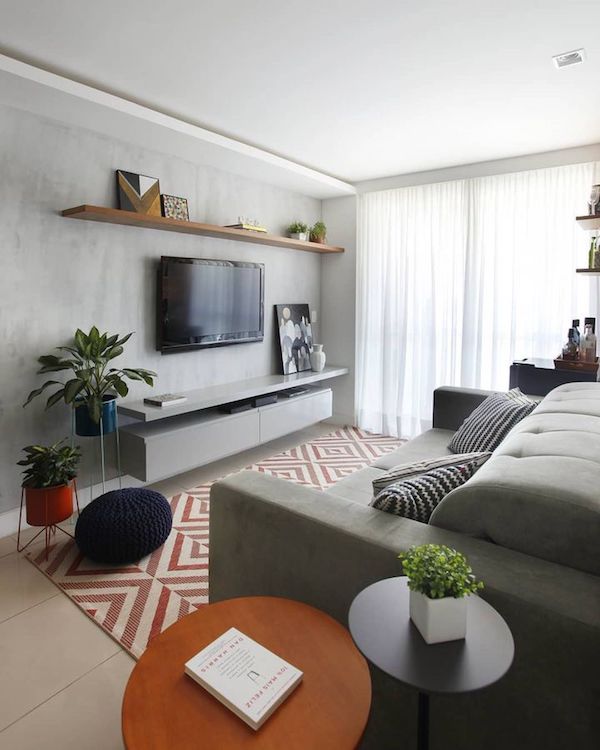 decoração parede cinza barata e elegante