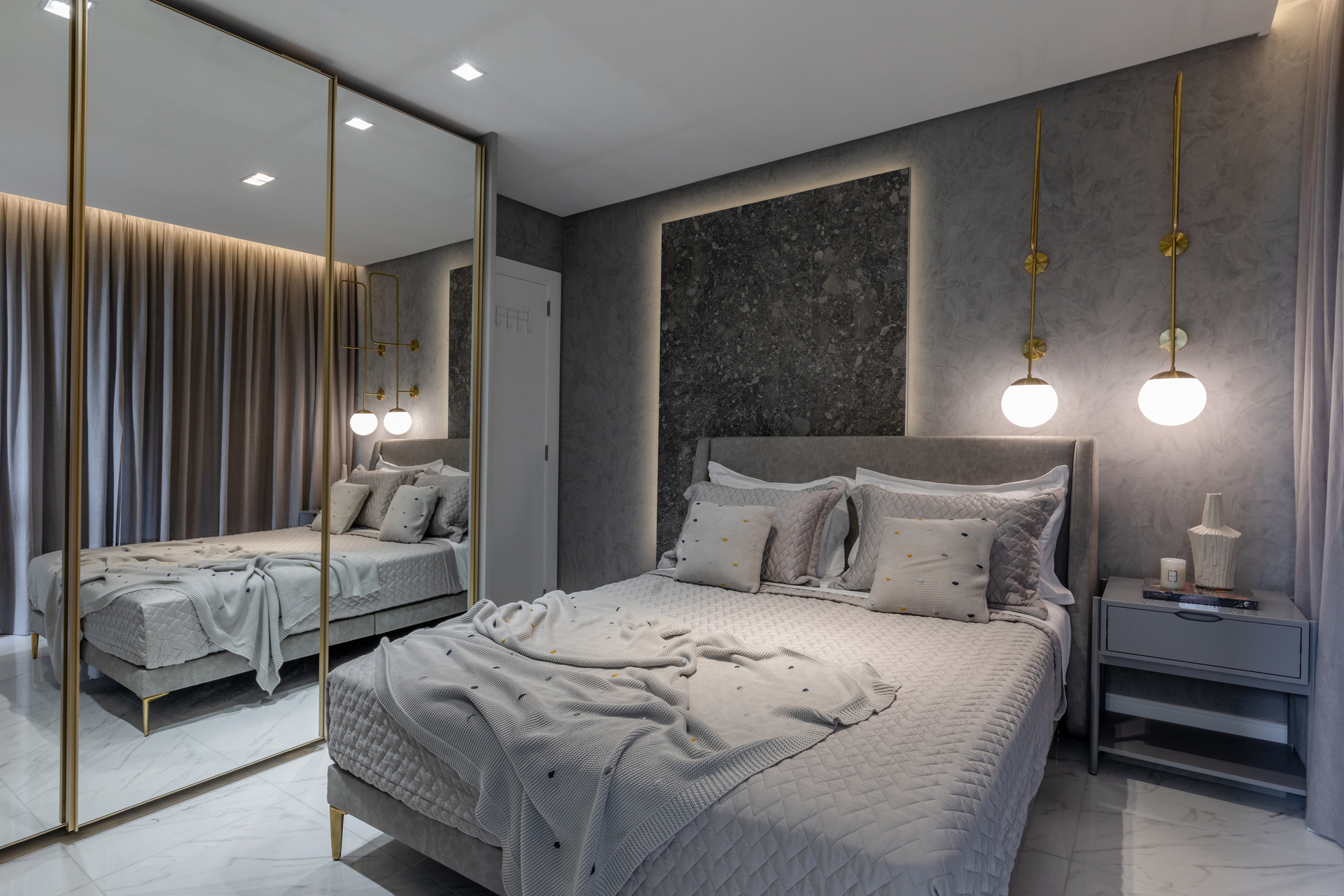 decoração quarto cinza barato e elegante