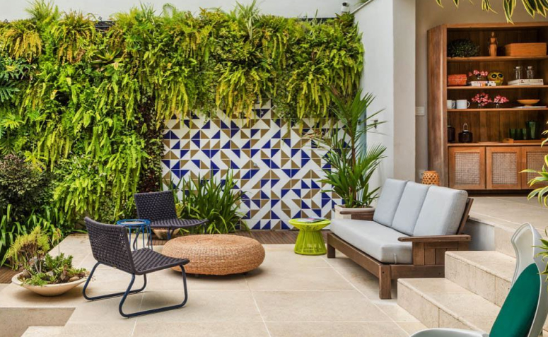 ideias criativas decoração parede area externa