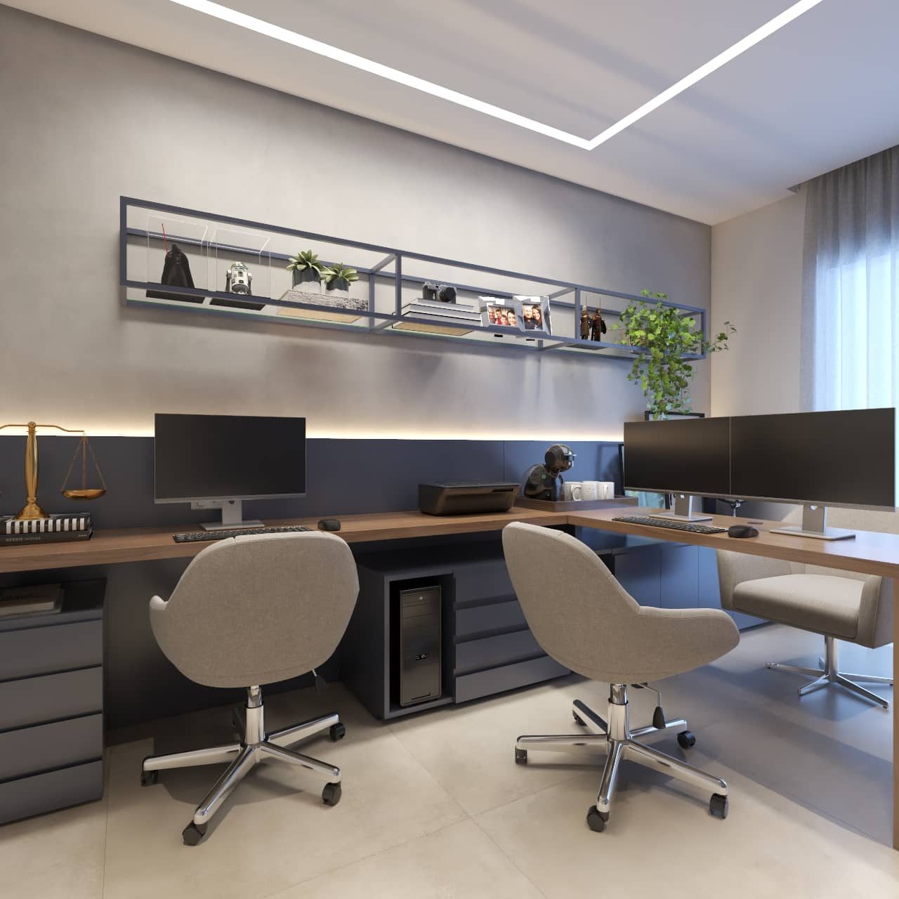 como usar painel ripado na parede do escritório