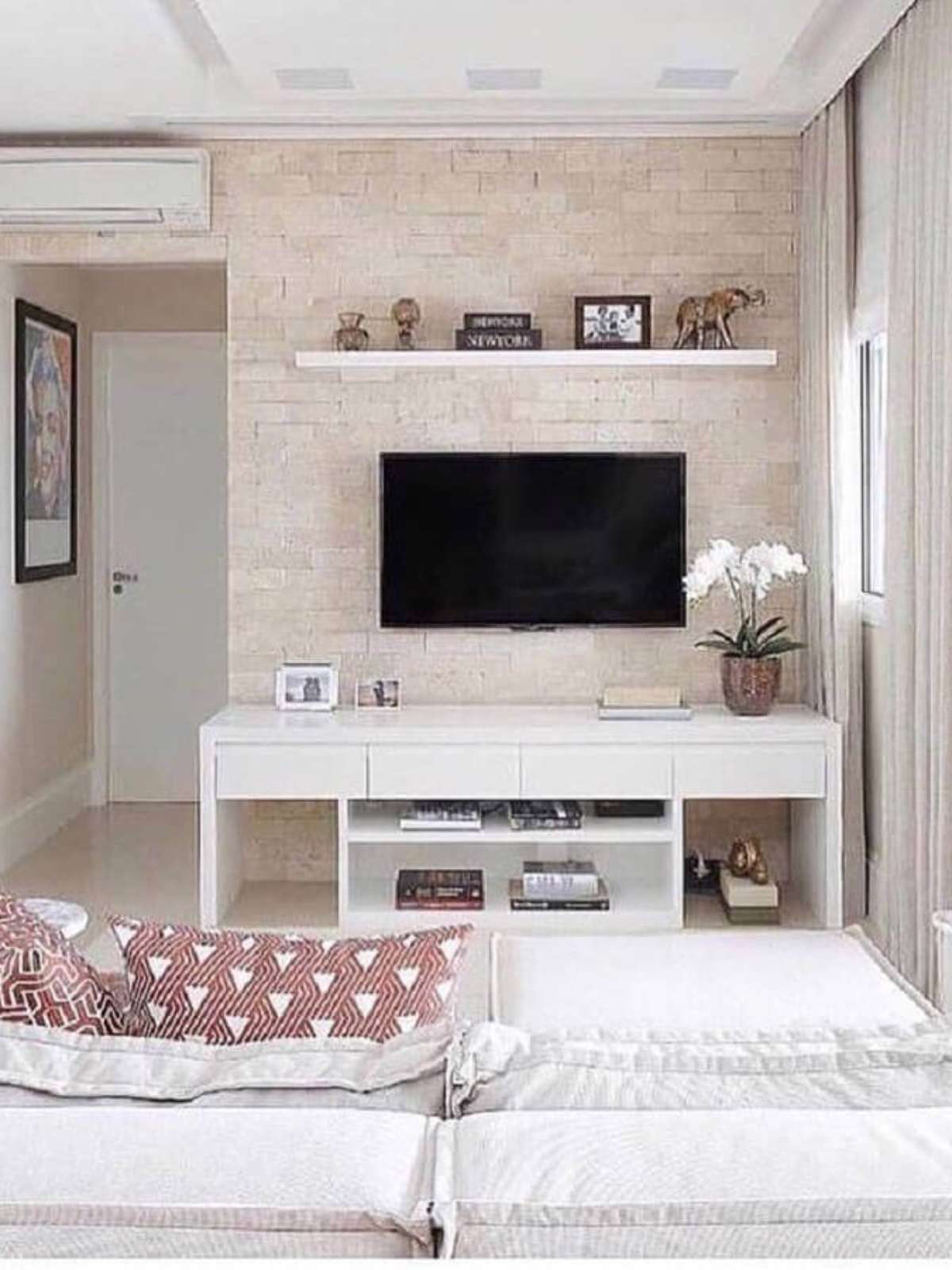 decoração parede sala tv