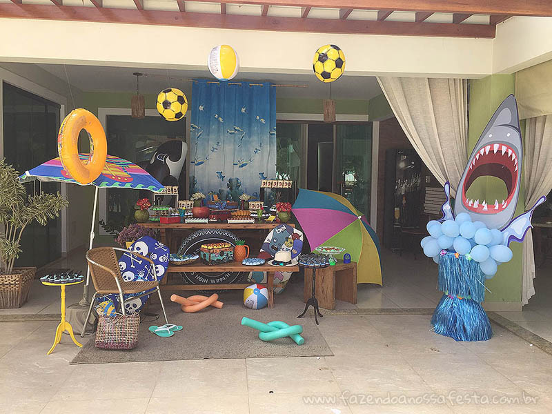 ideias de decoração pool party masculina simples e barata