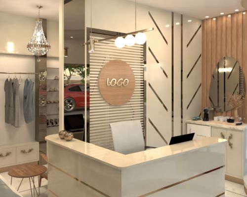 decoração de loja de roupas feminina vs masculina