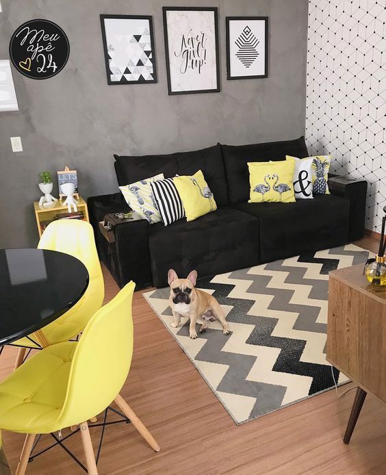decoração cozinha retrô preto e amarelo
