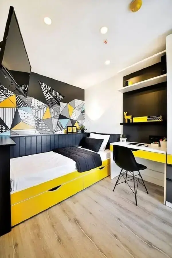 decoração preto e amarelo