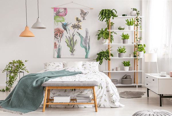 ideias decoração quarto plantas pequenas