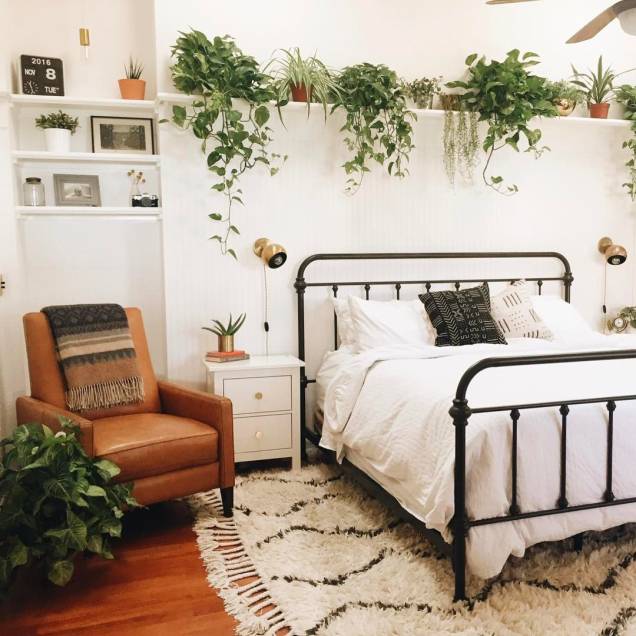 ideias decoração quarto plantas pequenas