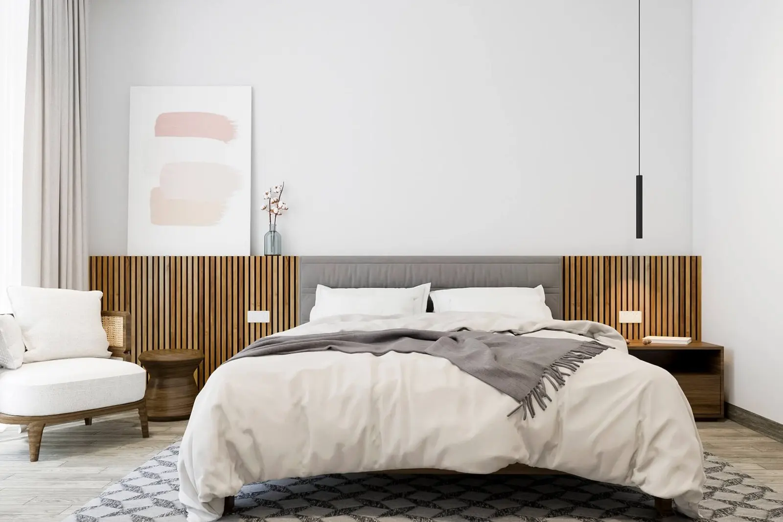 decoração quarto com ripado