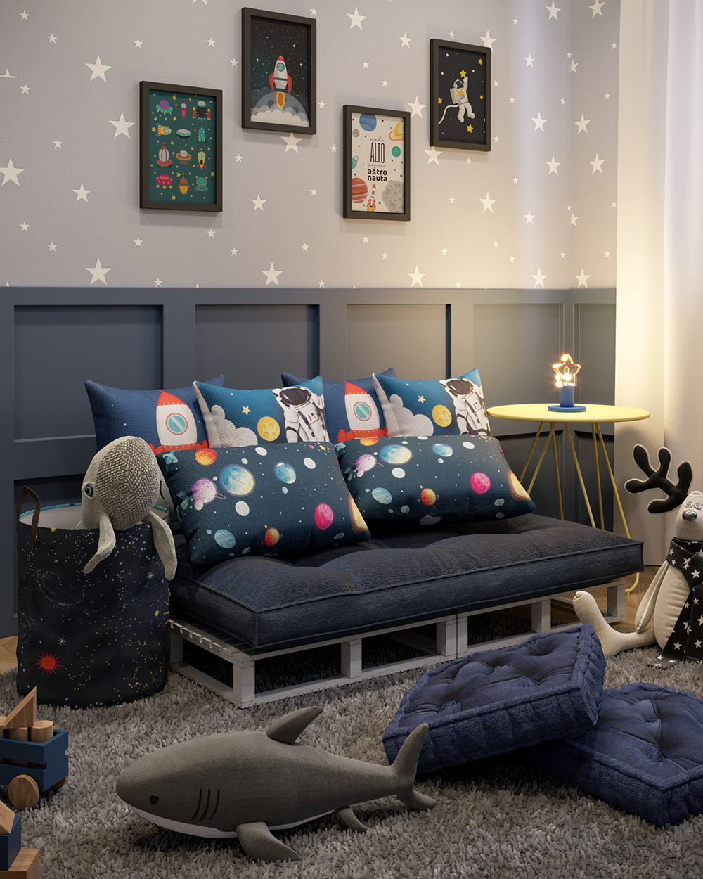 decoração quarto infantil astronauta