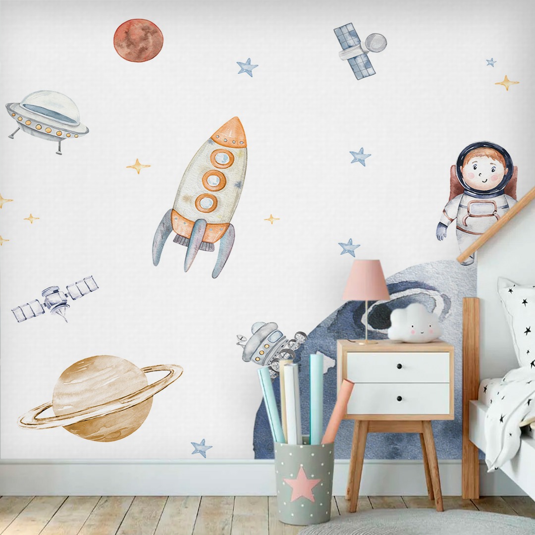 projetor galaxia vs adesivo teto quarto astronauta