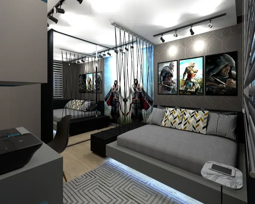 decoração quarto masculino industrial barato