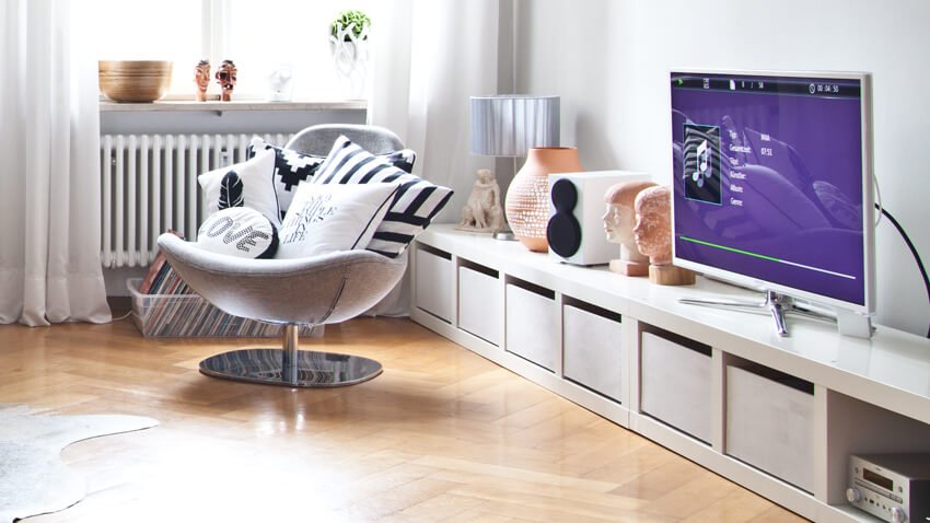 decoração rack sala