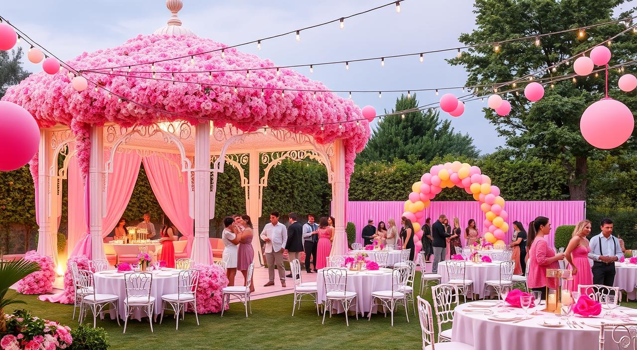 Ideias de decoração para casamentos românticos em rosa e branco