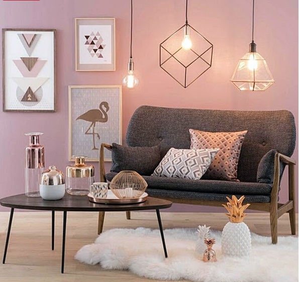 decoração rose gold
