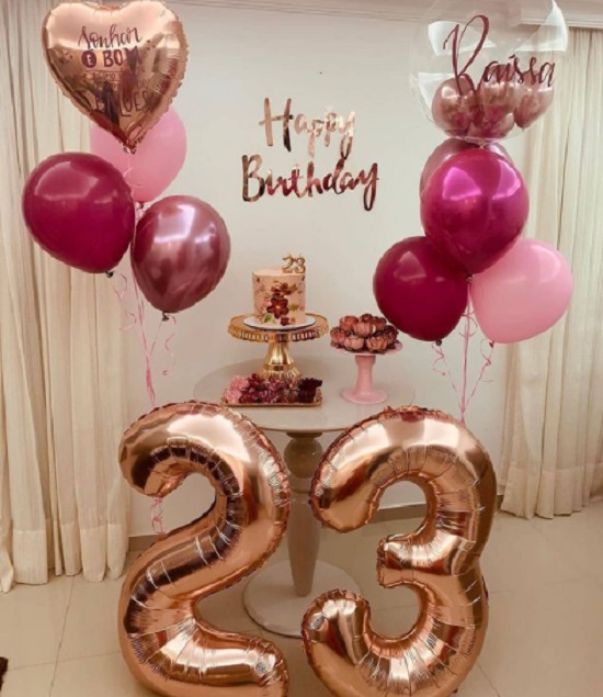 ideias de decoração festa rose gold simples