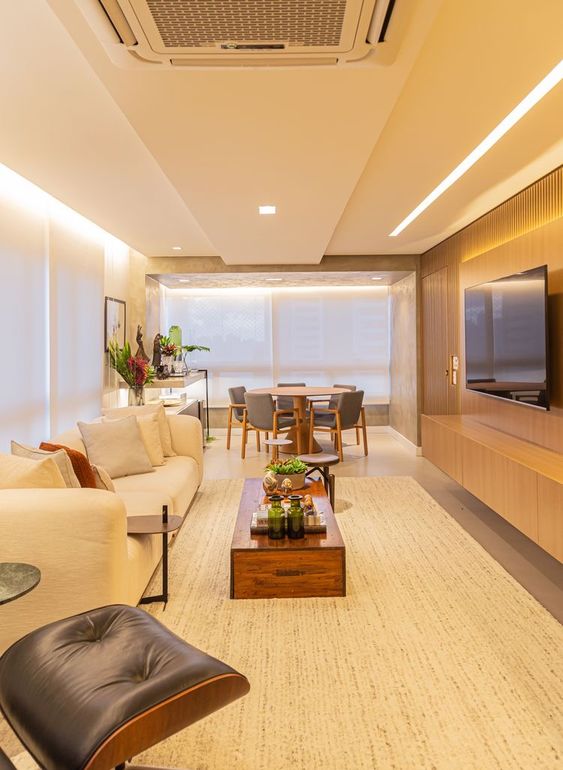 ideias decoração sala comprida e estreita