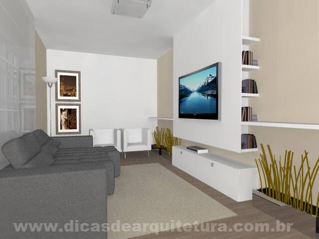 decoração sala comprida e estreita