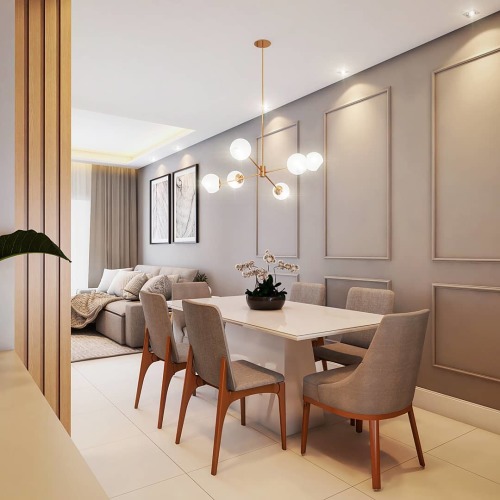 painel ripado parede sala jantar pequena