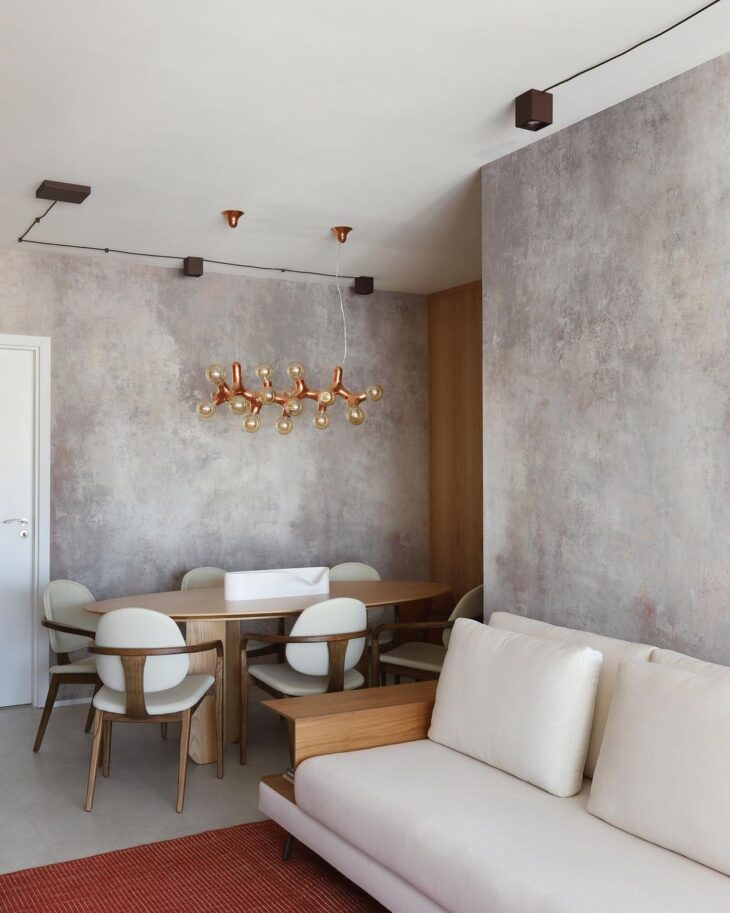 papel parede vs revestimento 3d sala jantar