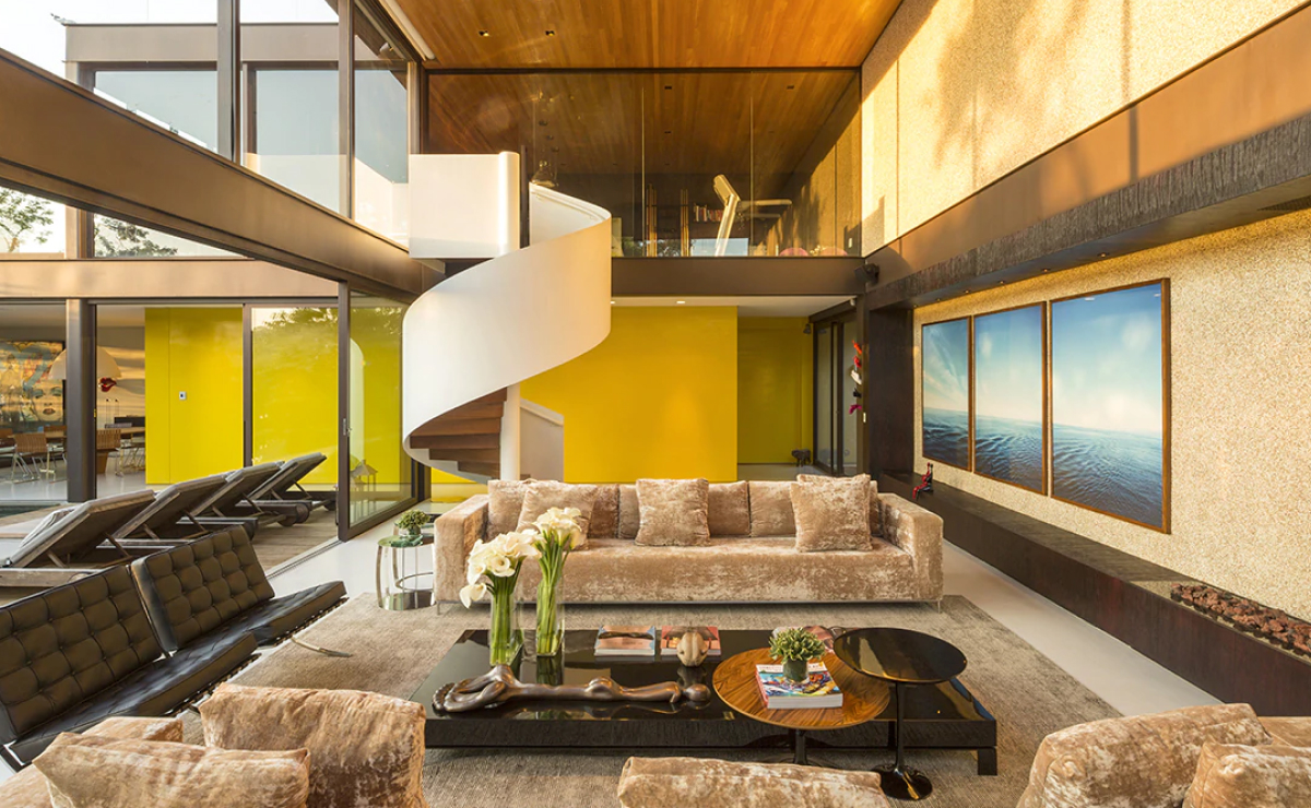 decoração sala pé direito duplo