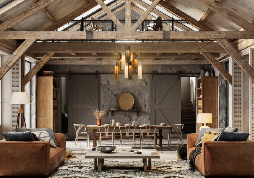 decoração sala rustica moderna