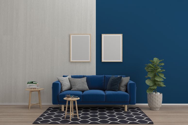 decoração simples azul e branco