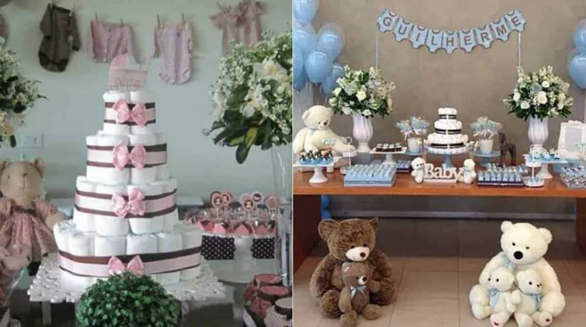 decoração chá de fraldas menina vs chá de bebê menina