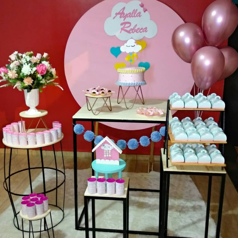ideias de decoração simples para chá de fraldas de menina