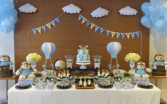 ideias criativas decoração cha de bebe menino simples e barata