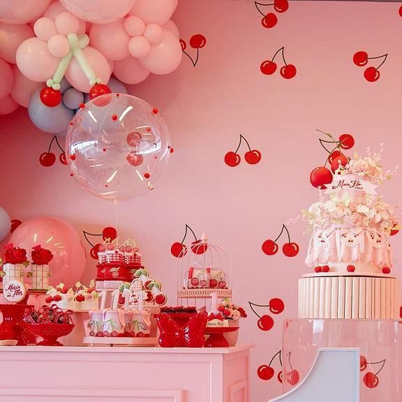 decoração tema cereja