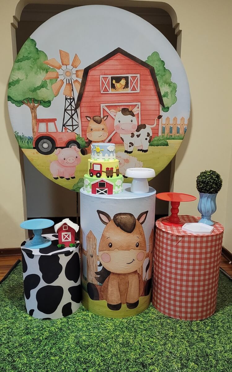 centro de mesa fazendinha menino DIY