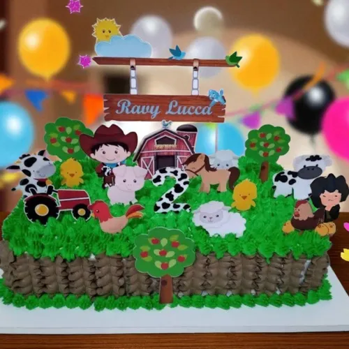 centro de mesa fazendinha menino DIY