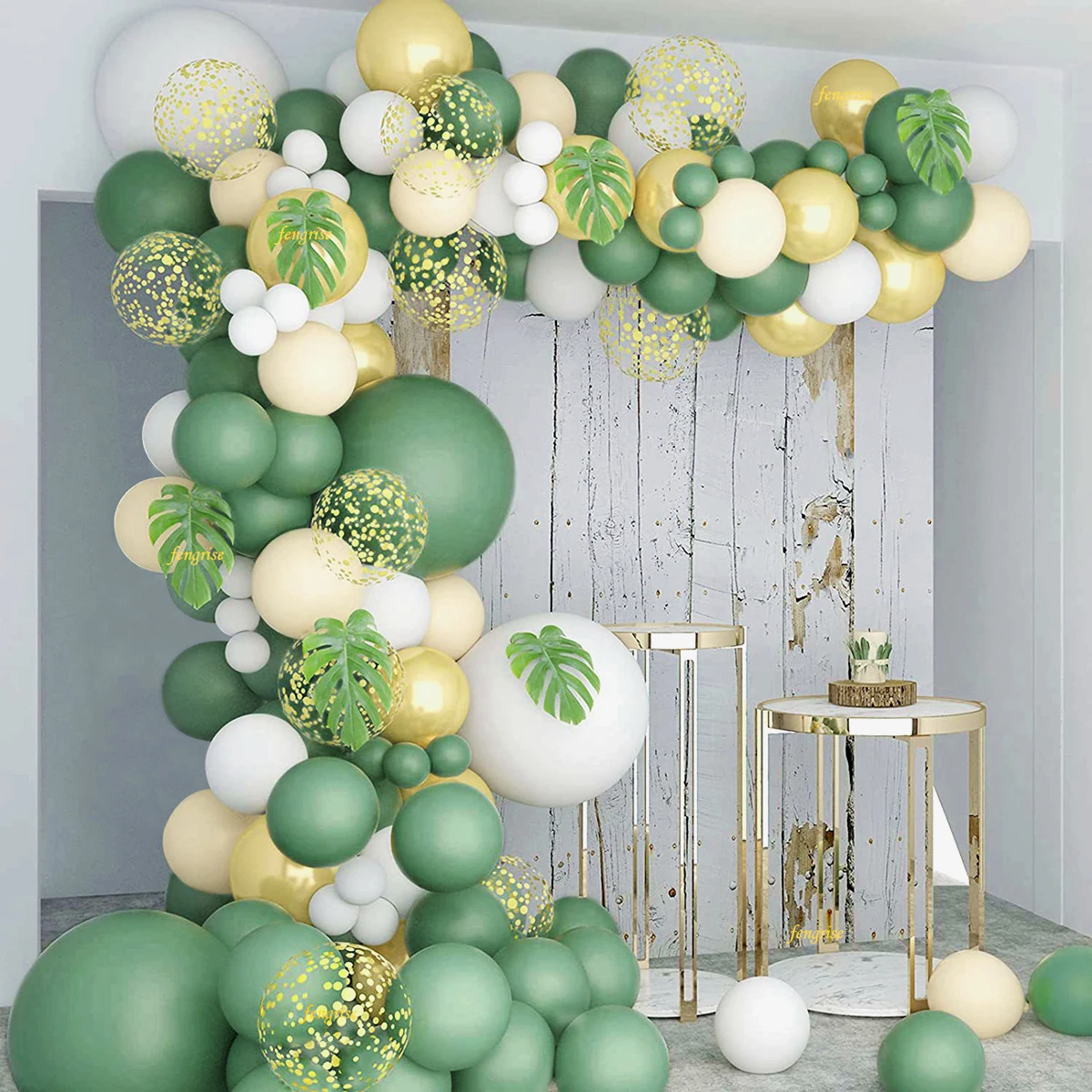 decoração verde e dourado