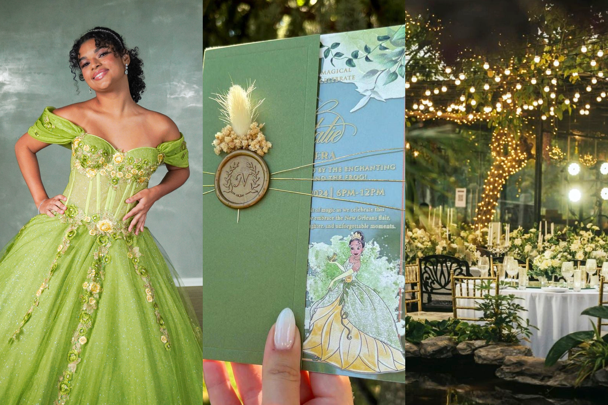 decoração verde e dourado