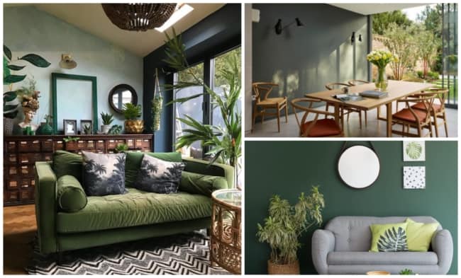 ideias de decoração verde e preto para sala de estar