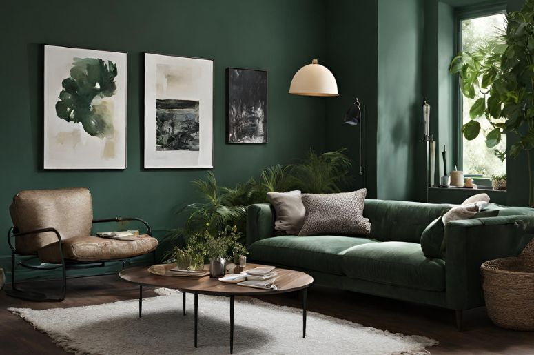 verde e preto versus verde e cinza na decoração