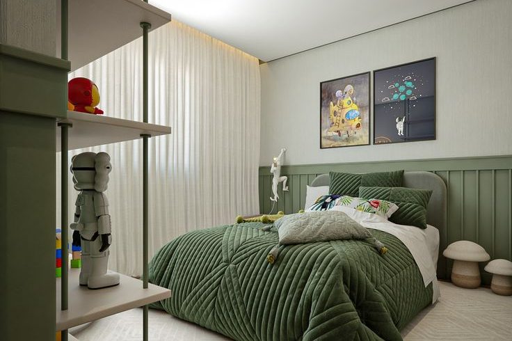 ideias de decoração com verde oliva para sala