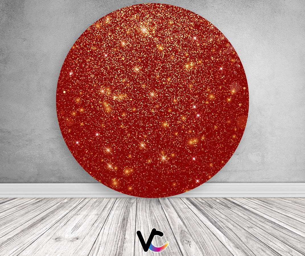 painel redondo versus retangular decoração vermelho dourado