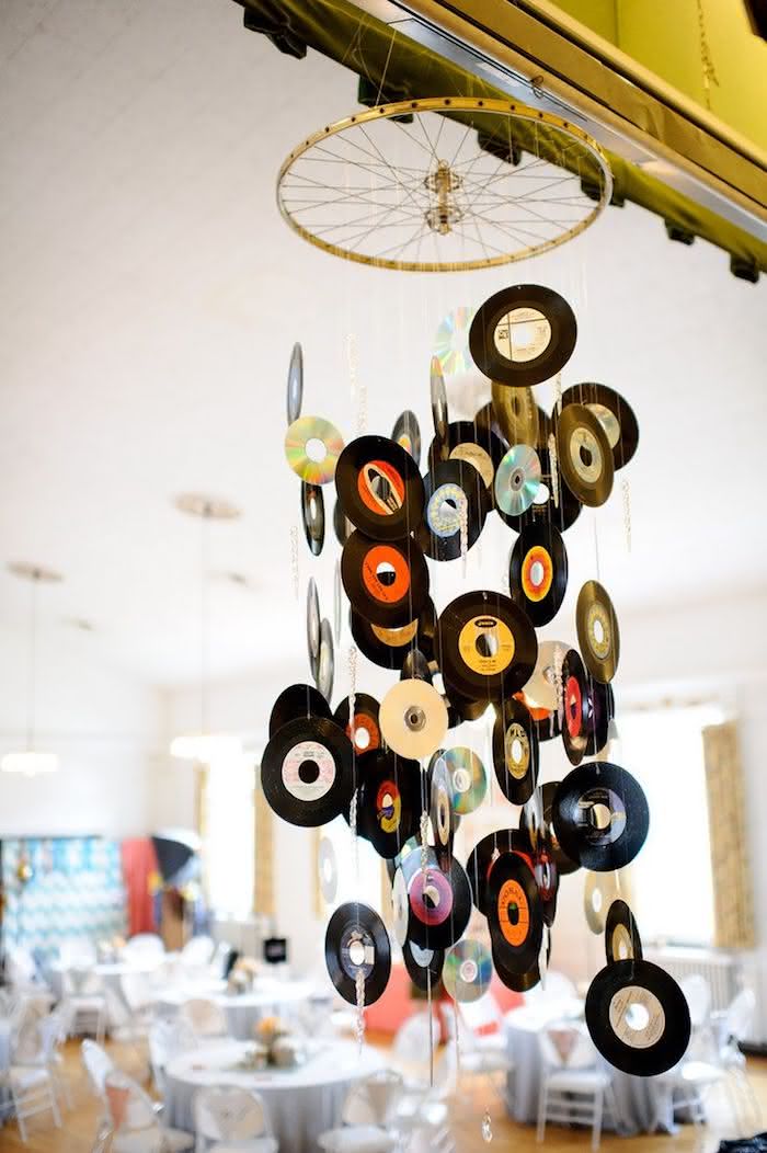 disco vinil para decoração de festa