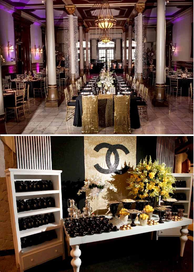 dourado dourado decoração de festa de 15 anos