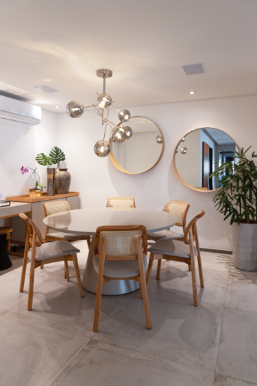 ideias de espelhos decorativos para sala de jantar pequena