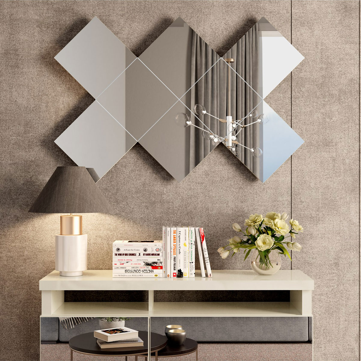 ideias de espelhos decorativos para sala pequena