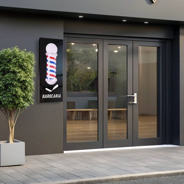 fachada de barbearia em acm com led