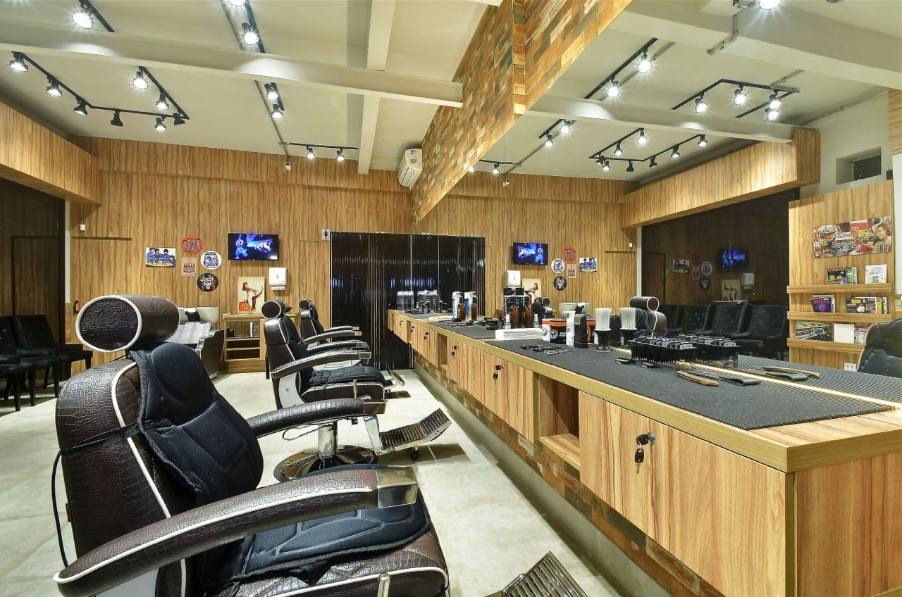 fachada de barbearia em acm com led