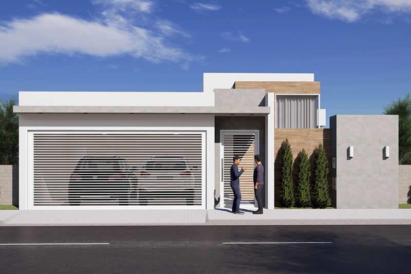 fachada de muro com portão preto